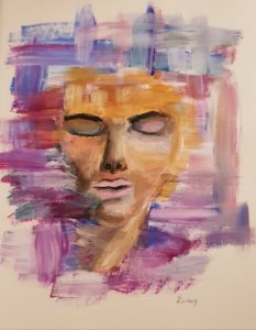 Face of acrylic on paper