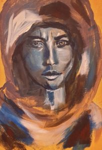 Portret woman, acrylic on cardboard